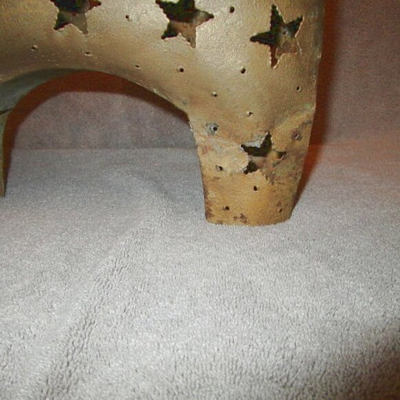 17" Metal ANGEL Fairy CAT Candle HOLDER Folk Art WINGS Fantasy STARS Sculpture - Picture 4 of 11